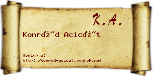 Konrád Acicét névjegykártya